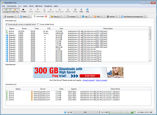 Screenshot of downloads